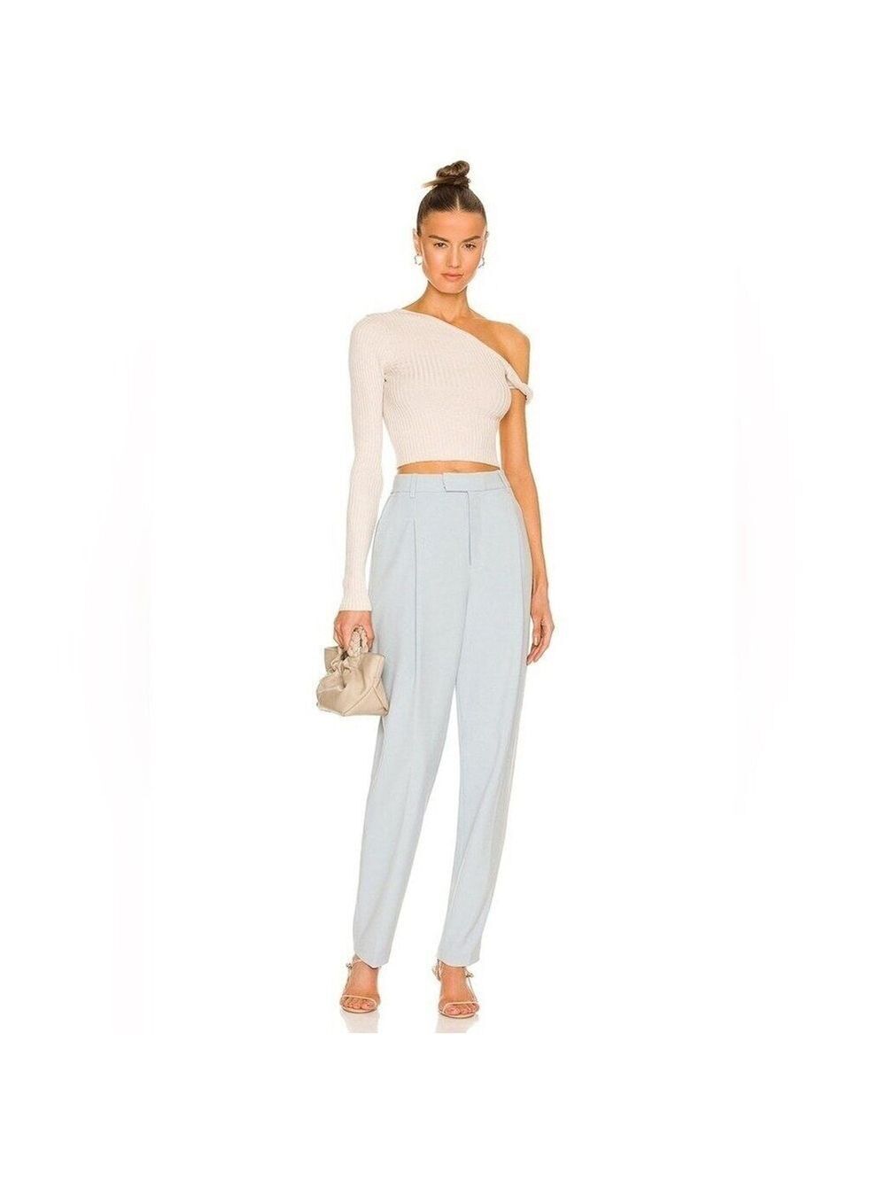 Silk Ivory Twist Sweater | Revolve Shae One Sleeve | NWT Large - Picture 14 of 15